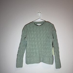 Rachel Zoe Sage Green Chenille Cable Knit Sweater XS New With Tags